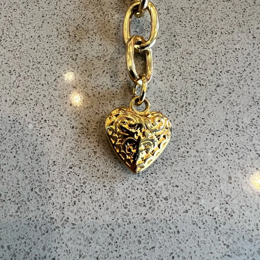 Vintage Goldtone Heart Chain Belt Size S with Dangle Chain Very Cute